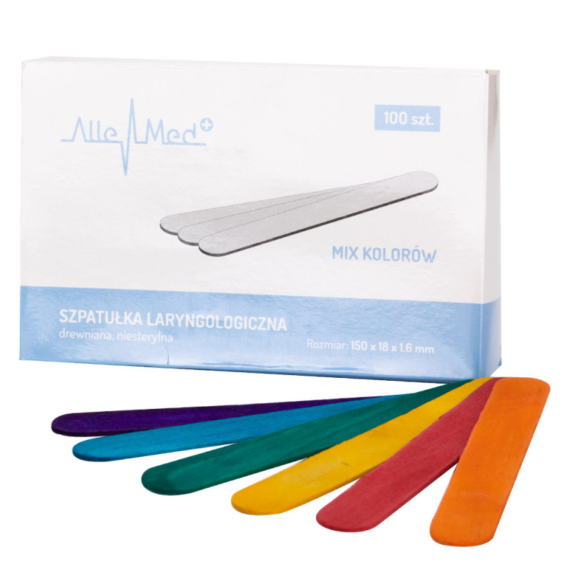 Disposable Wooden Spatulas for Wax Hair Removal AlleMed, 100 pcs, Assorted Colors