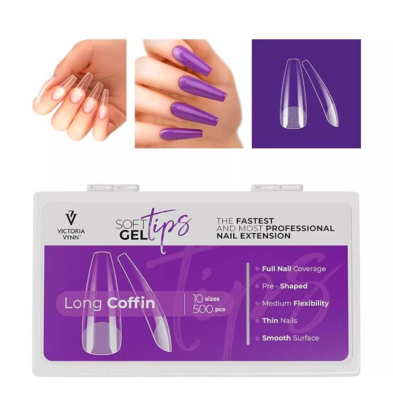 Soft Gel Tips Victoria Vynn - Long Coffin - 500 pcs