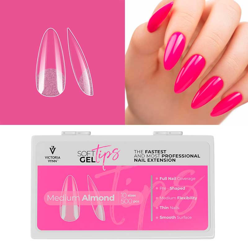 Гелевые типсы Soft Gel Tips Victoria Vynn - Medium Almond - 500 шт