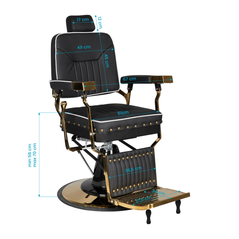 Gabbiano black filippo gold barber armchair