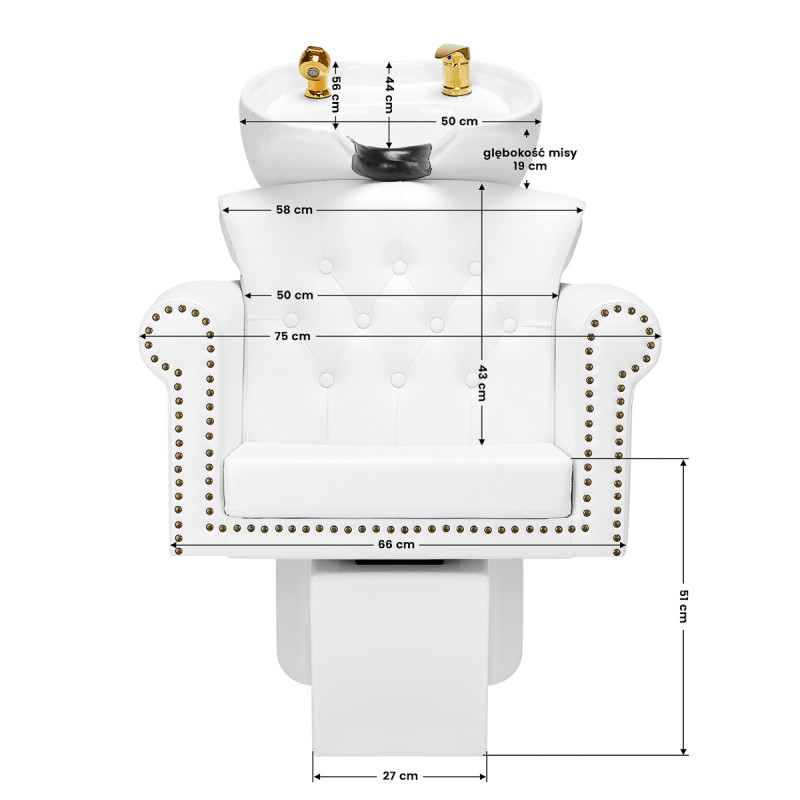 Gabbiano hairdressing wash unit Berlin gold white