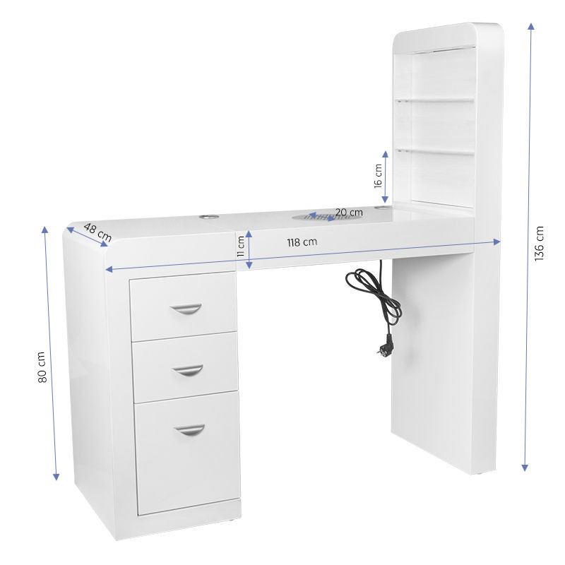 Cosmetic desk 310 white left