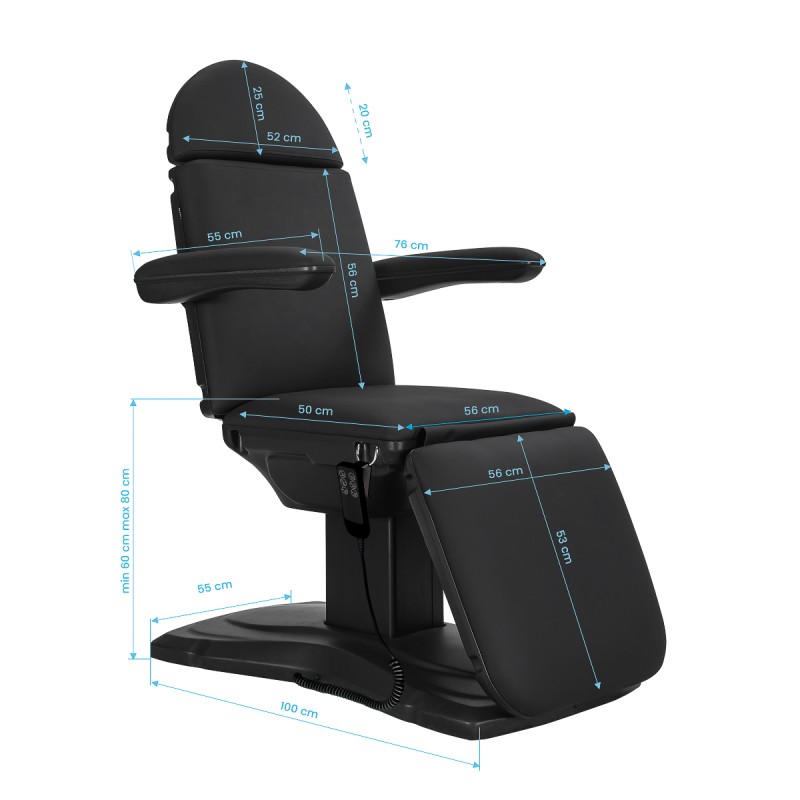 Sillon Eclipse electric cosmetic chair 3 actuators black
