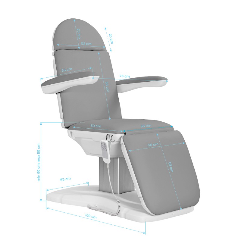 Sillon Eclipse electric cosmetic chair 3 actuators grey
