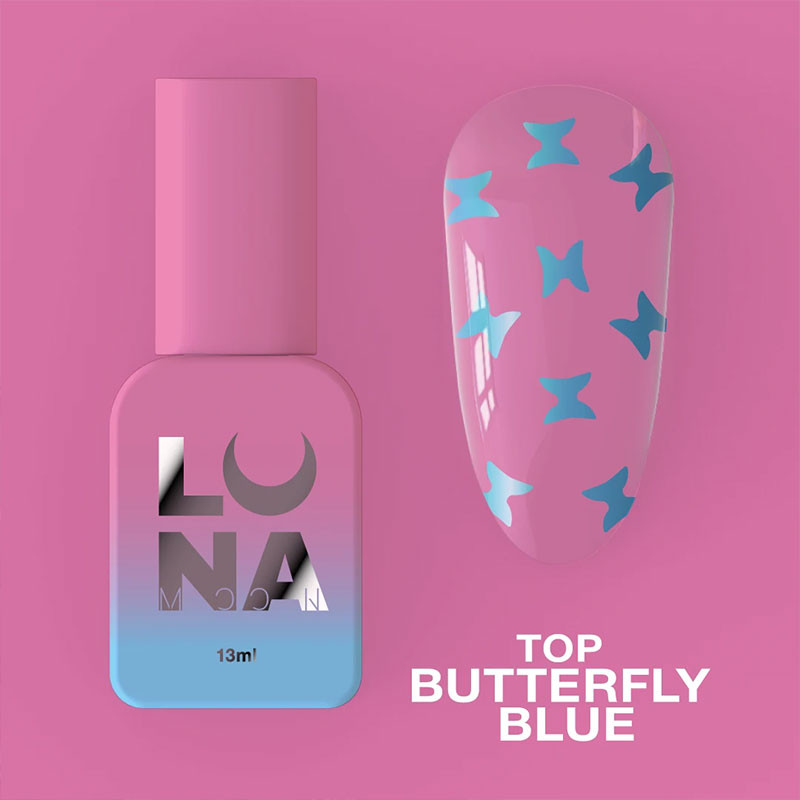 Top coat ilma kleepuva kihita – Lunamoon Top Butterfly Blue – 13 ml