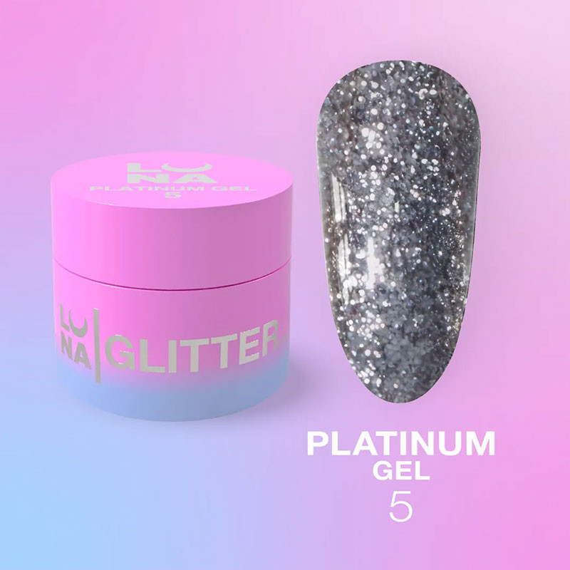 Glitter for nails LUNAMOON - Platinum Gel Nr 5 - 5ml