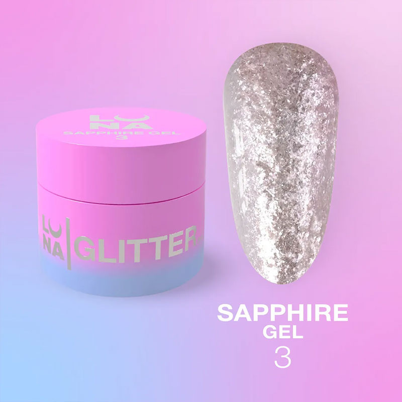 Glitter for nails LUNAMOON - Sapphire Gel Nr 3 - 5ml