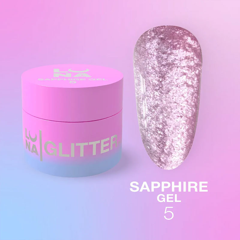 Glitter for nails LUNAMOON - Sapphire Gel Nr 5 - 5ml