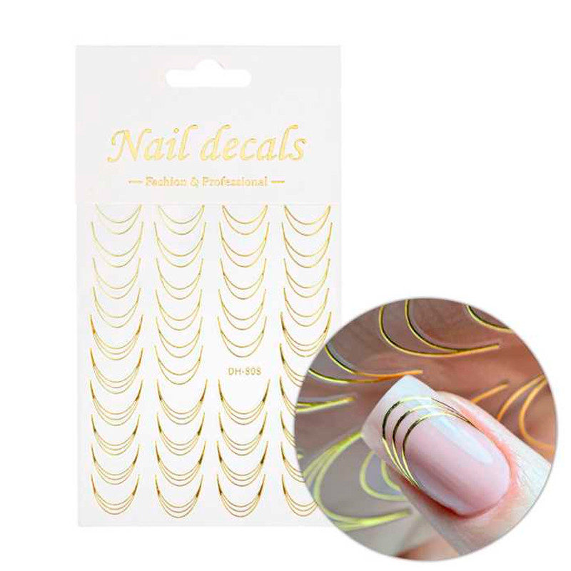Self-Adhesive French Nail Stickers – Gold Smile Line (39 pcs) – DH-808