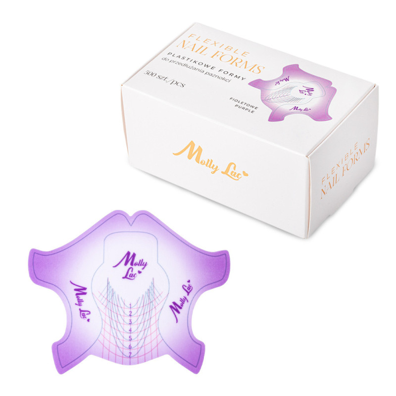 Формы пластиковые для наращивания ногтей MollyLac Flexible, фиолетовые – 500 шт