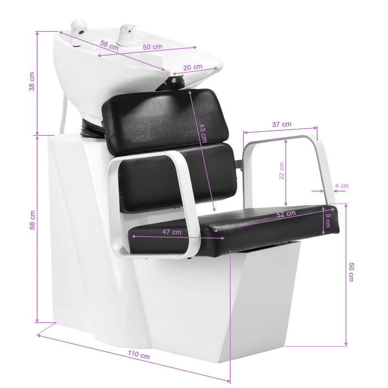 Gabbiano Porto hair wash unit white black