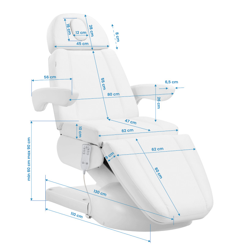Cosmetic chair Azzurro Lux 3m white with heating