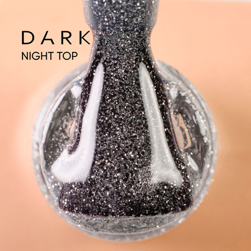 Päällyslakka glitterillä ja UV-suodattimella Dark – Night (reflective), 10 ml