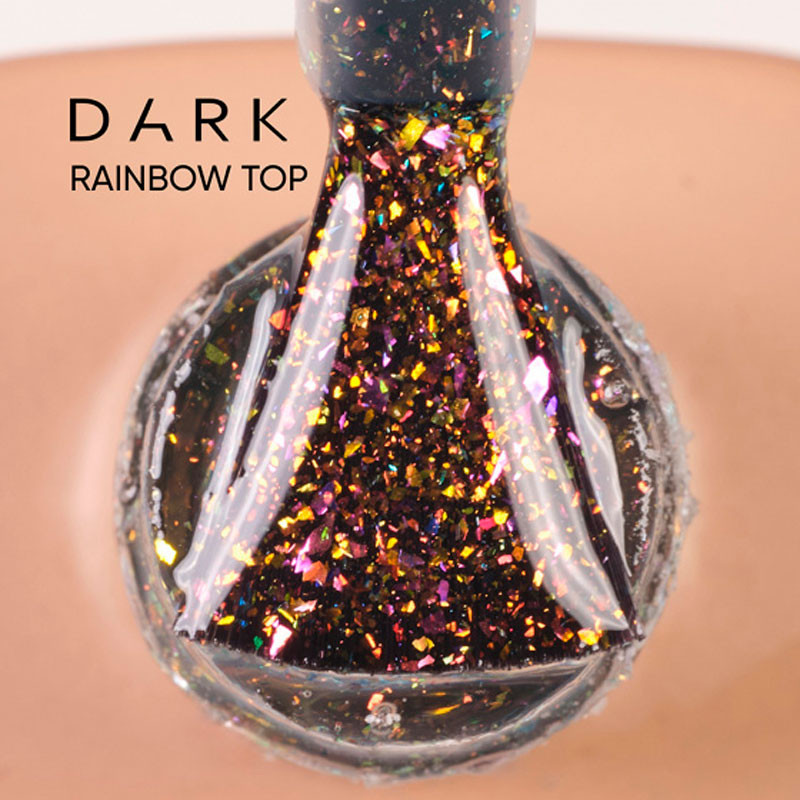 Päällyslakka glitterillä ja UV-suodattimella Dark – Rainbow, 10 ml