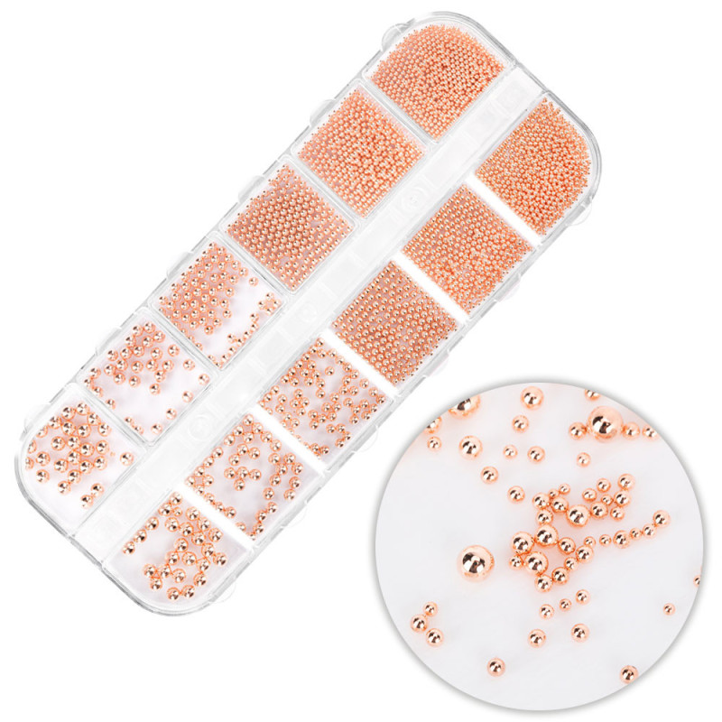 Decorative Caviar Beads Set Molly Nails, Rose Gold – 1000 pcs