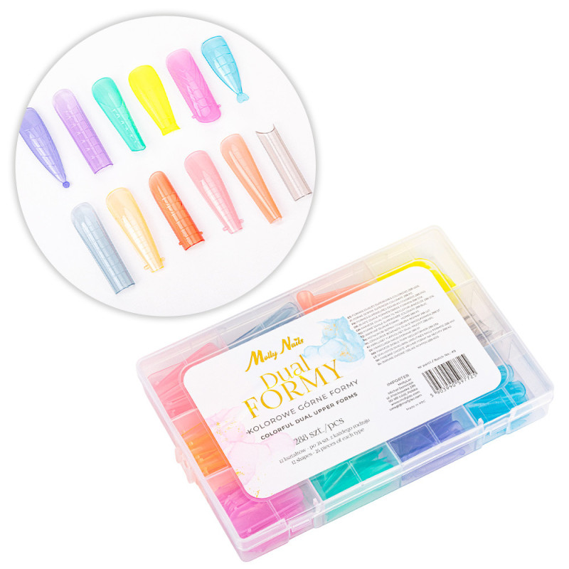 Верхние формы Dual для наращивания ногтей, цветные Molly Nails – 288 шт
