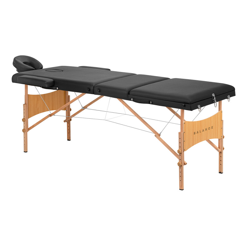 BALANCE wooden folding massage table 3 segment black