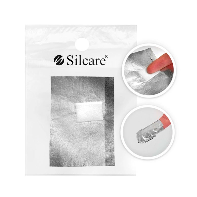 Geellaki eemaldamise padjad fooliumiga, foolium mähis – Silcare (100 tk)