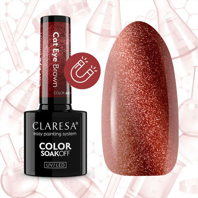 Color Gel polish - Claresa - Cat Eye Brown, 5 ml