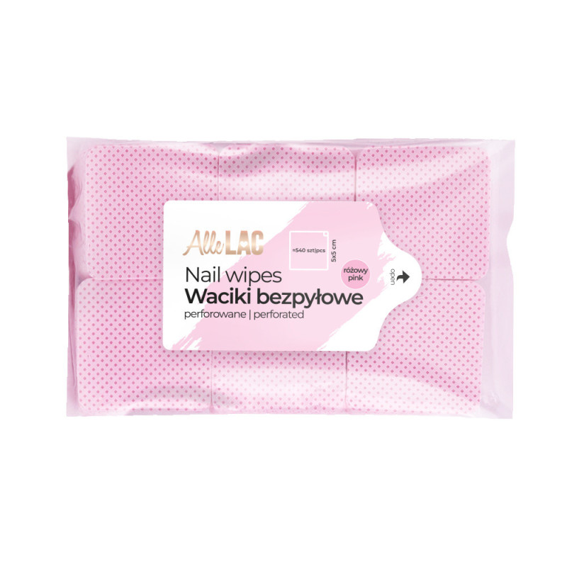 Lint-free nail wipes AlleLac - pink - 5x5 cm - 540 pcs