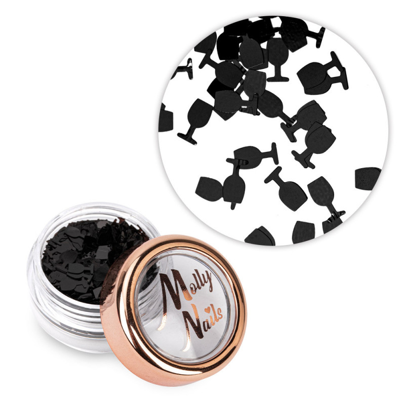 Kynsikoriste “viinilasit” – Molly Nails – musta, 2 g