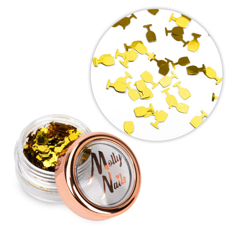 Küünte kaunistus “veiniklaasid” – Molly Nails – gold, 2 g