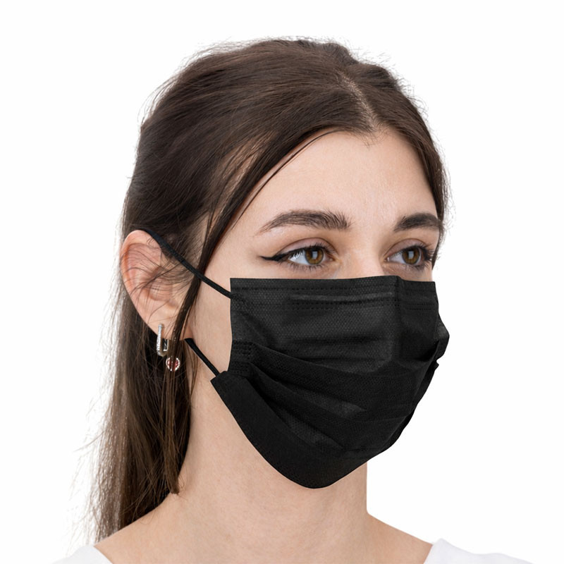 3-ply disposable face masks MaiMed, black - 50 pcs
