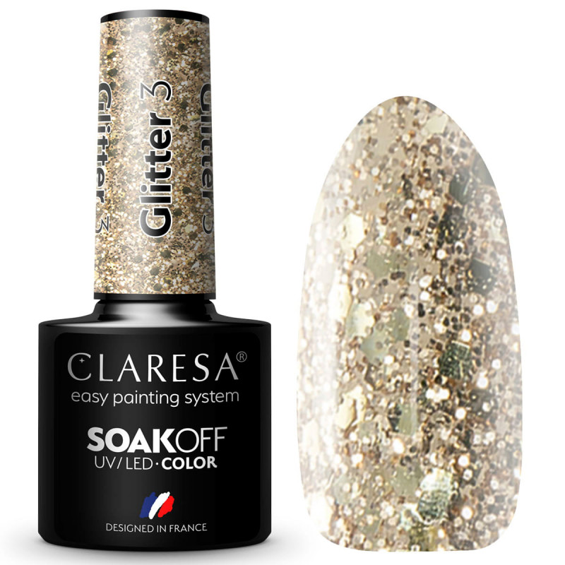 Color Gel polish - Claresa - Glitter № 3, 5 ml