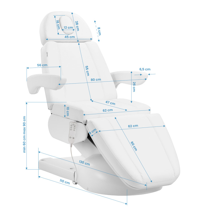 Cosmetic chair Azzurro Lux 3m white with heating