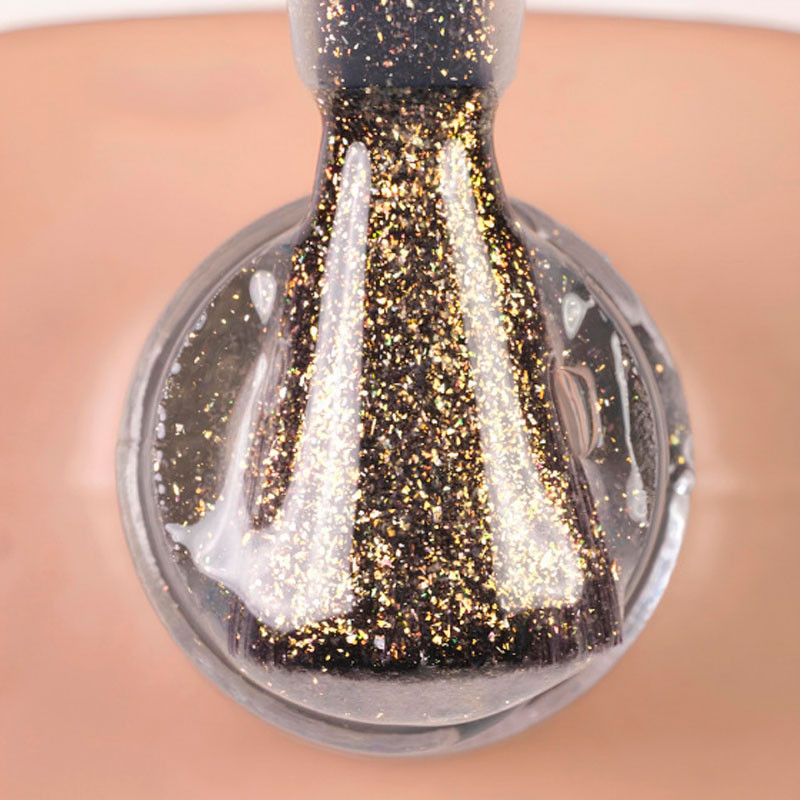 Päällyslakka glitterillä ja UV-suodattimella Dark – Gold, 10 ml