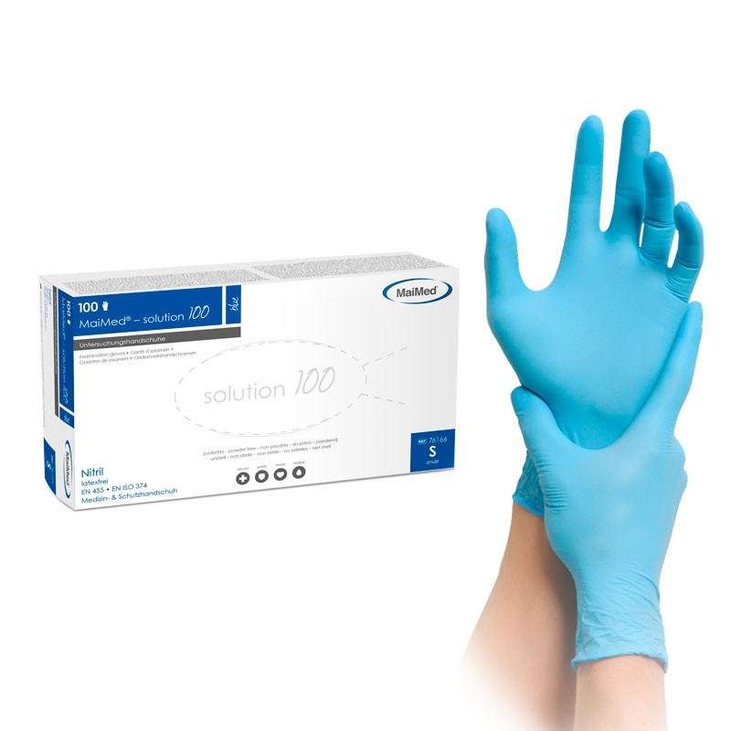 Nitriilkindad – MaiMed Solution100 – sinised – suurus S, 100 tk