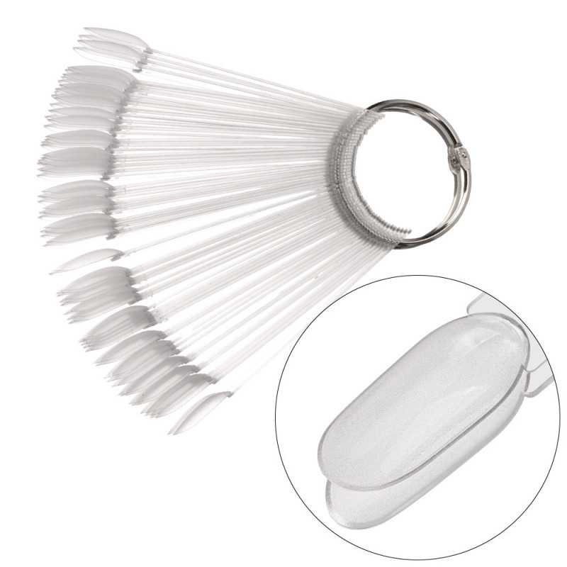 Nail Color Display Tips on Ring, Oval – Clear – 50 pcs