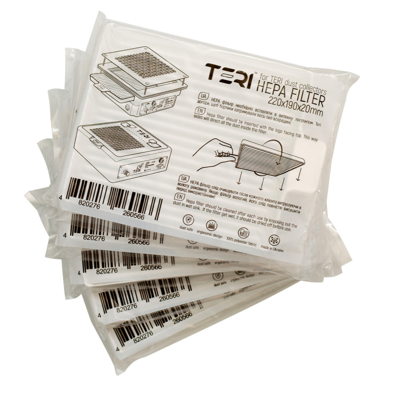 HEPA-filter küünetolmukogujale – universaalne – Teri, 5 tk