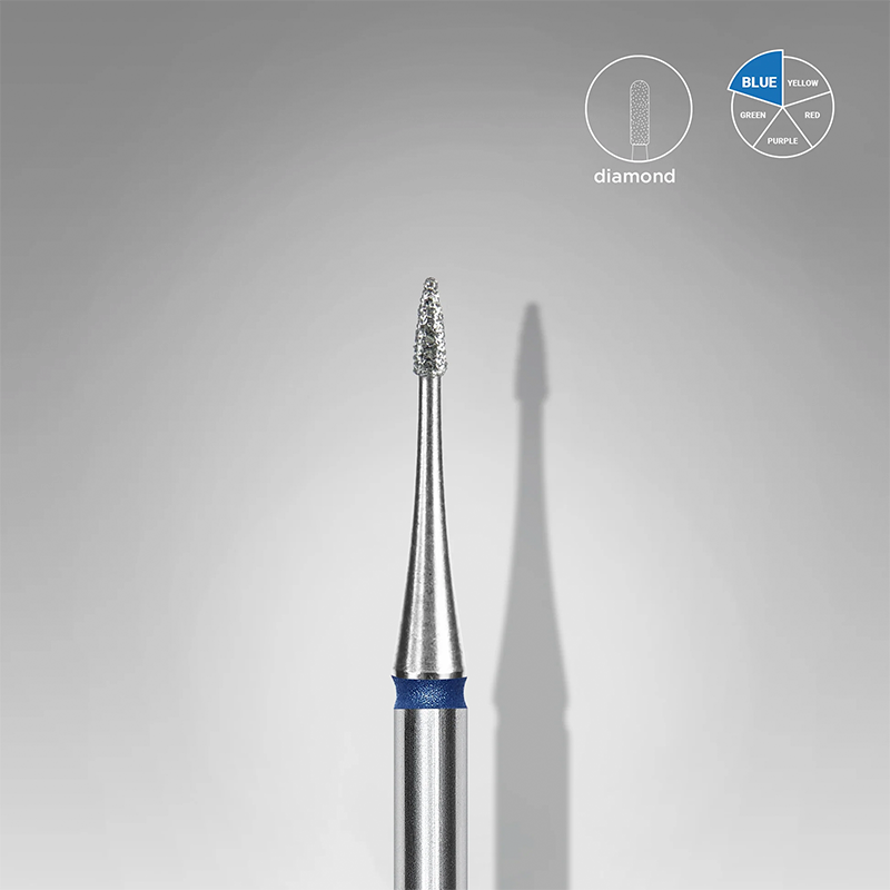 Diamond Nail Drill Bit – Flame Mini, Blue, EXPERT Staleks, Head Diameter 1 mm / Working Part 3 mm