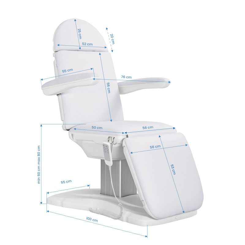 Sillon Eclipse electric cosmetic chair 3 actuators white