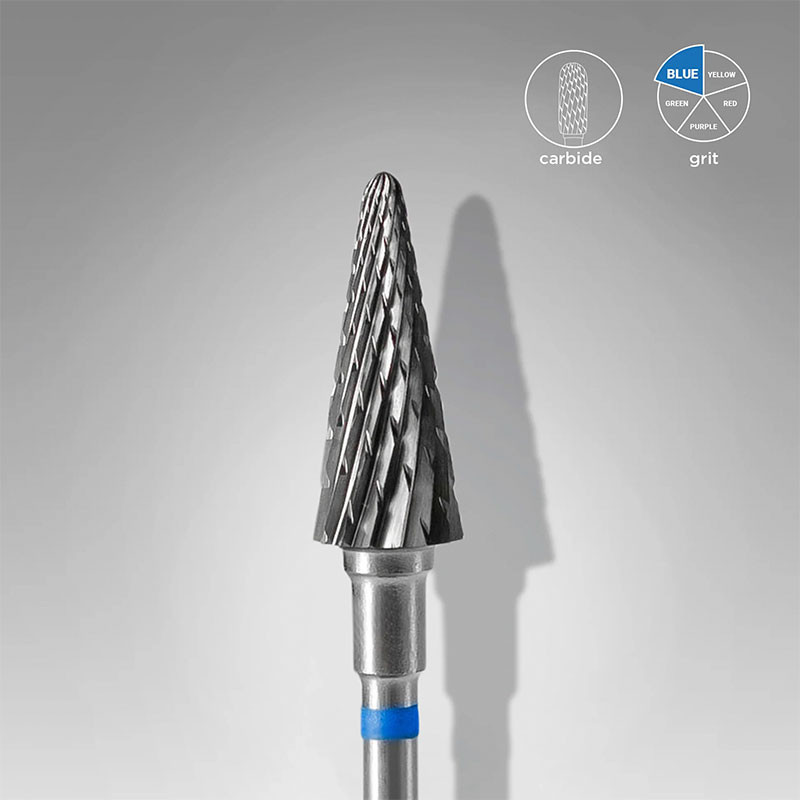 Carbide Nail Drill Bit Cone Blue Staleks EXPERT head diameter 6 mm / working part 14 mm