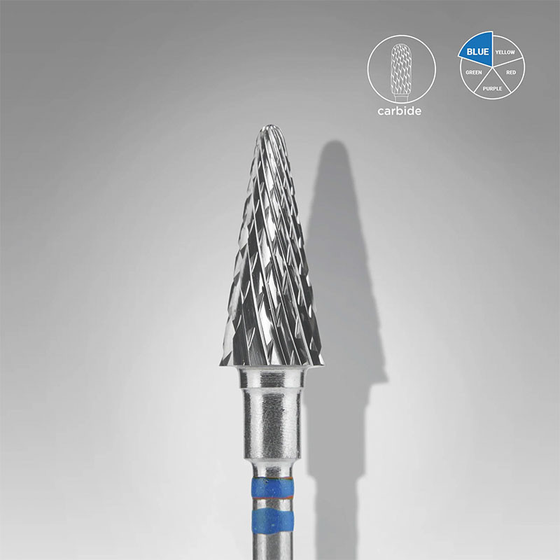 Carbide Nail Drill Bit for Left-Handed Users Cone Blue Staleks EXPERT head diameter 6 mm / working part 14 mm
