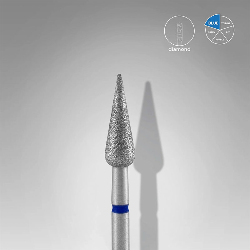 Diamond Nail Drill Bit Pointed Pear Blue Staleks EXPERT head diameter 4 mm / working part 12 mm