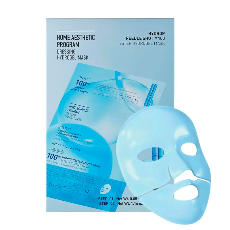 Niisutav 2-etapiline hüdrogeelmask näole mikro-nõeltega – VT Cosmetics Hydrop HL Reedle Shot 100 2Step Hydrogel Mask