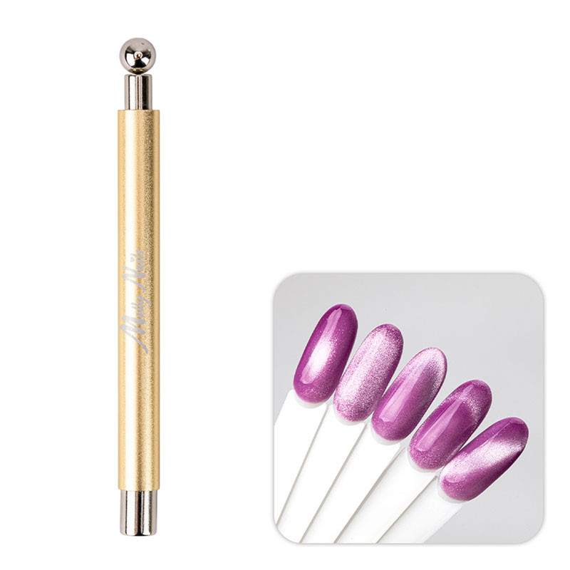 Gel polish magnet Cat Eye double-sided with ball Molly Nails gold