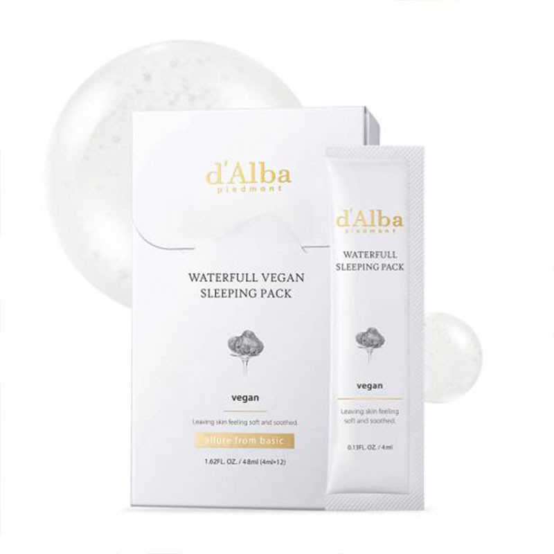 Vegan öömask d’Alba Waterfull Vegan Sleeping Pack – 4 ml × 12 tk