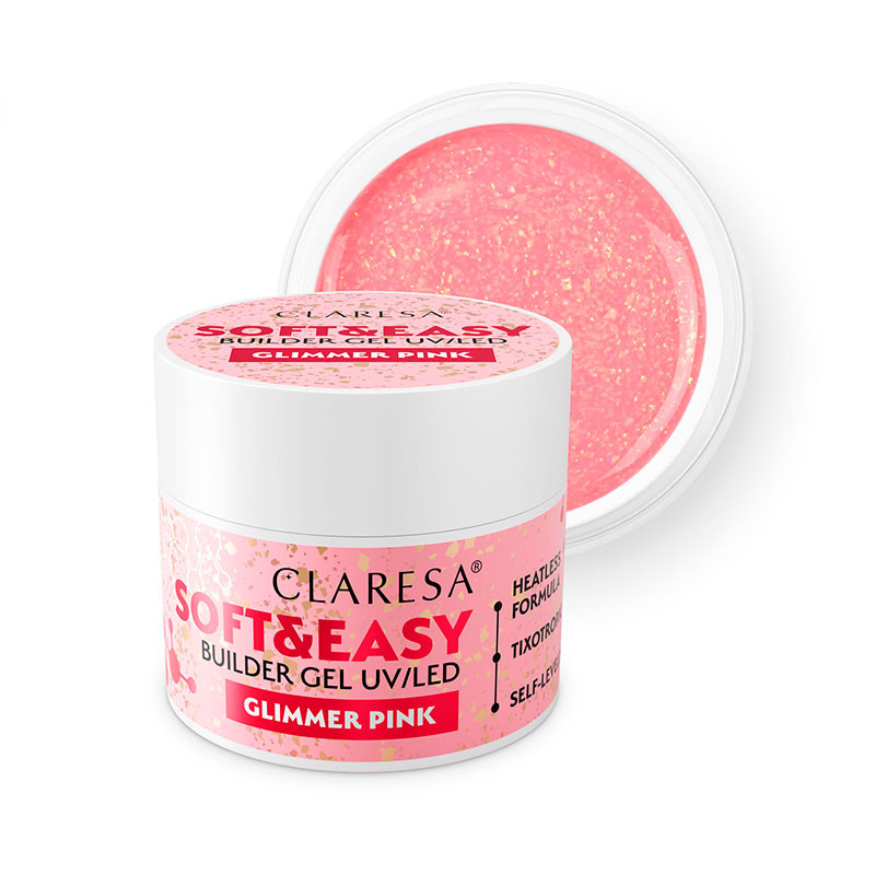 Гель для наращивания Claresa SOFT&EASY, Glimmer Pink - 12 g