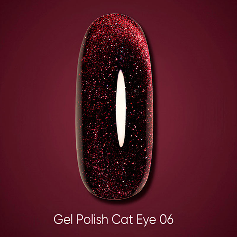 Geellakk Cat Eye DARK – 06, 10 ml - Tumepunane