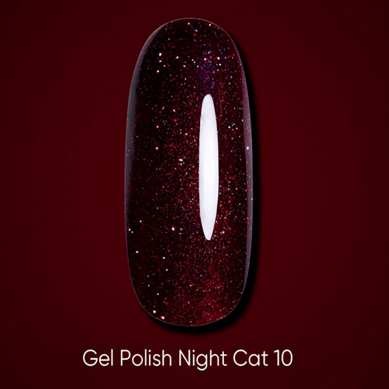 Gel Polish Night Cat Eye DARK – 10, 6 ml - Dark red