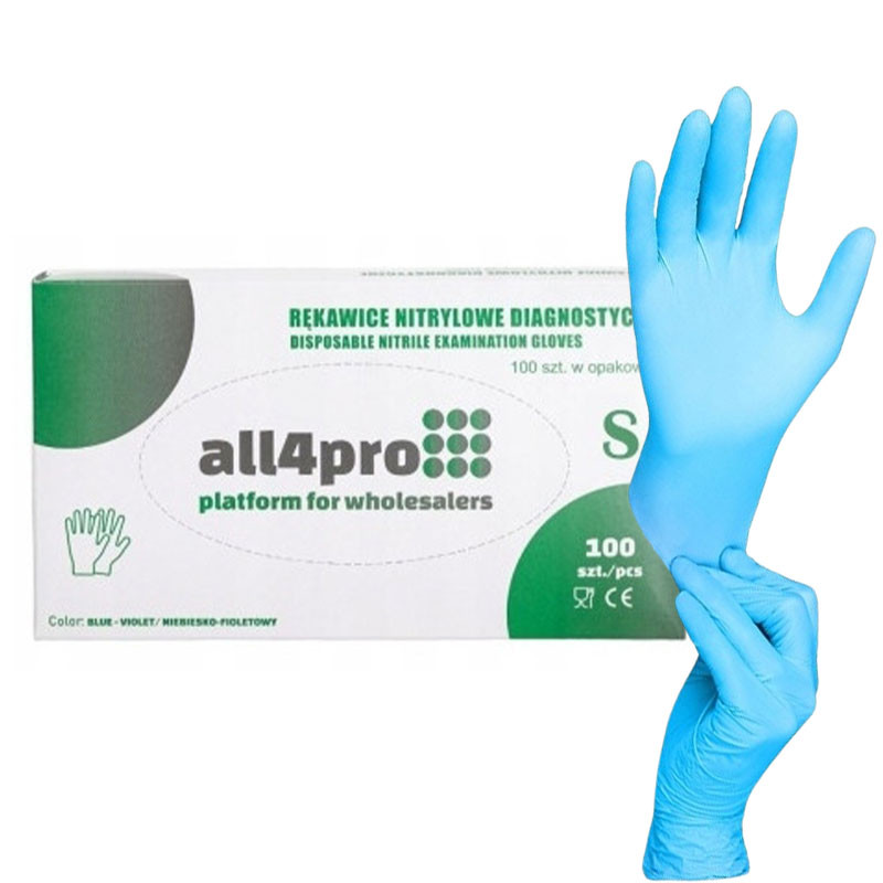 Nitriilikäsineet all4pro, sininen – koko S, 50 kpl