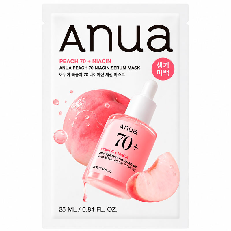 Virsiku ja niatsiinamiidiga kangasmask Anua Peach 70, 1 tk
