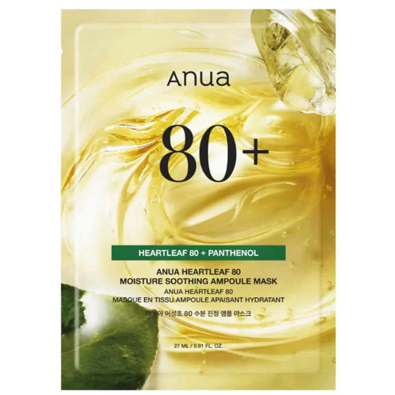 Успокаивающая тканевая маска с 80% хауттюйнии Anua Heartleaf 80 Moisture Soothing Ampoule Mask, 1 шт