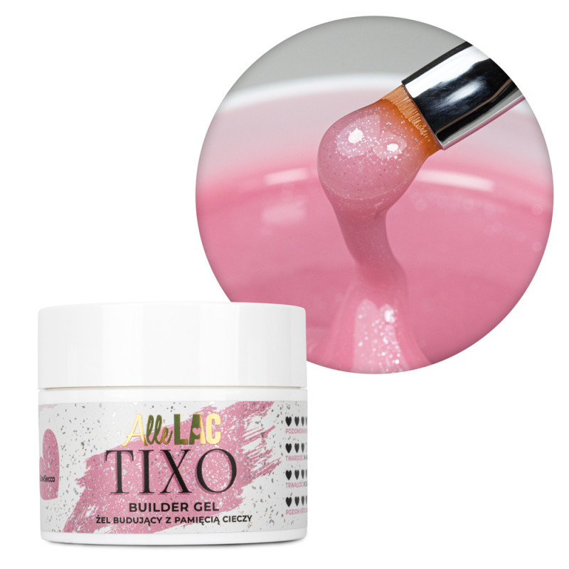 Rakennegeeli tiksotrooppisella koostumuksella AlleLac Tixo Hard Builder Gel GlowSecco 45 g