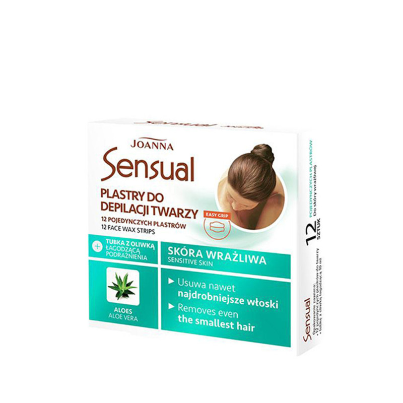 Näokarvade eemaldamise vahaplaastrid Joanna Sensual Aloe, tundlikule nahale, 12 tk