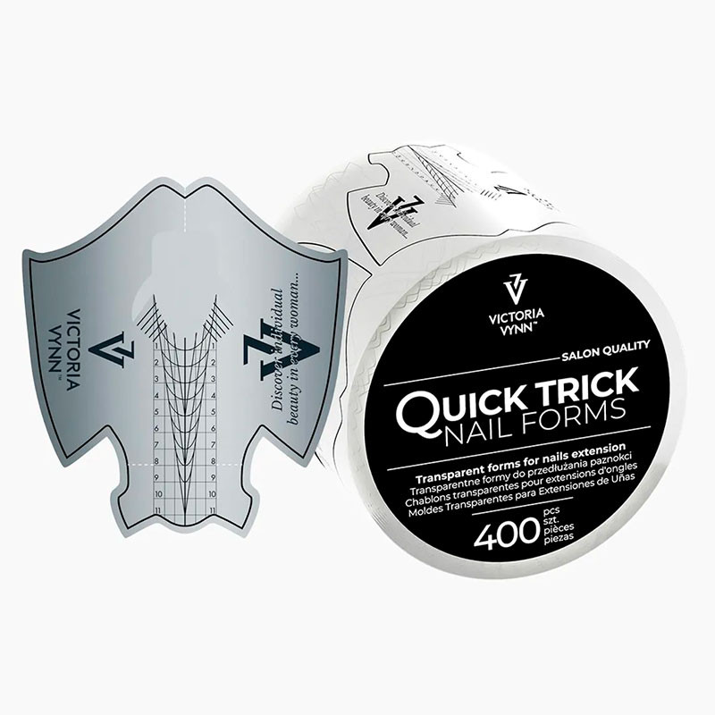 Прозрачные верхние формы для наращивания ногтей QUICK TRICK NAIL FORMS VICTORIA VYNN, 400 шт